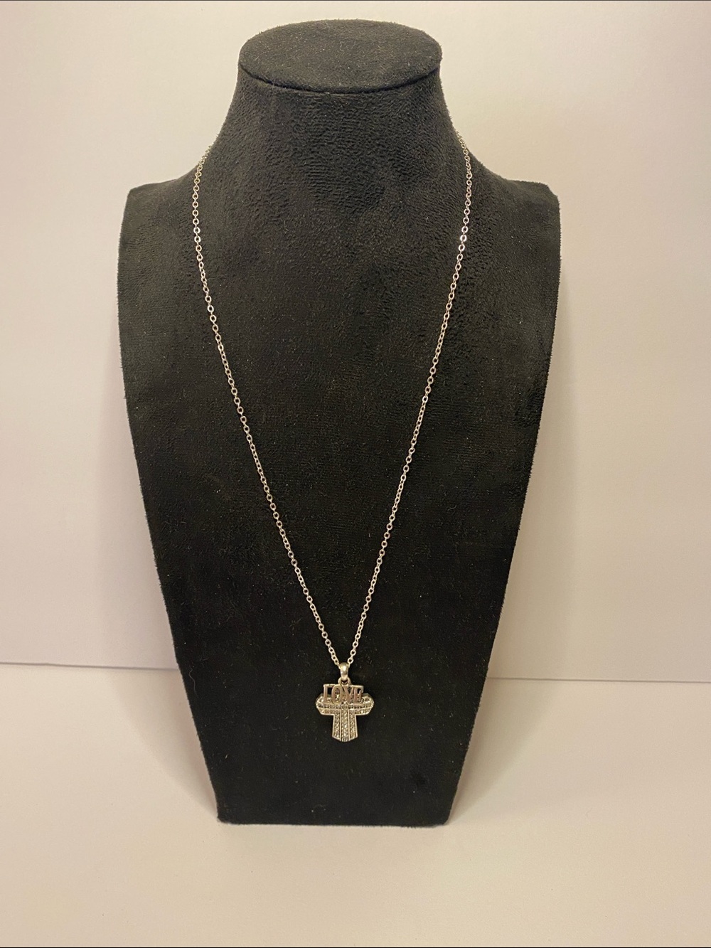 Silver color love cross Necklace